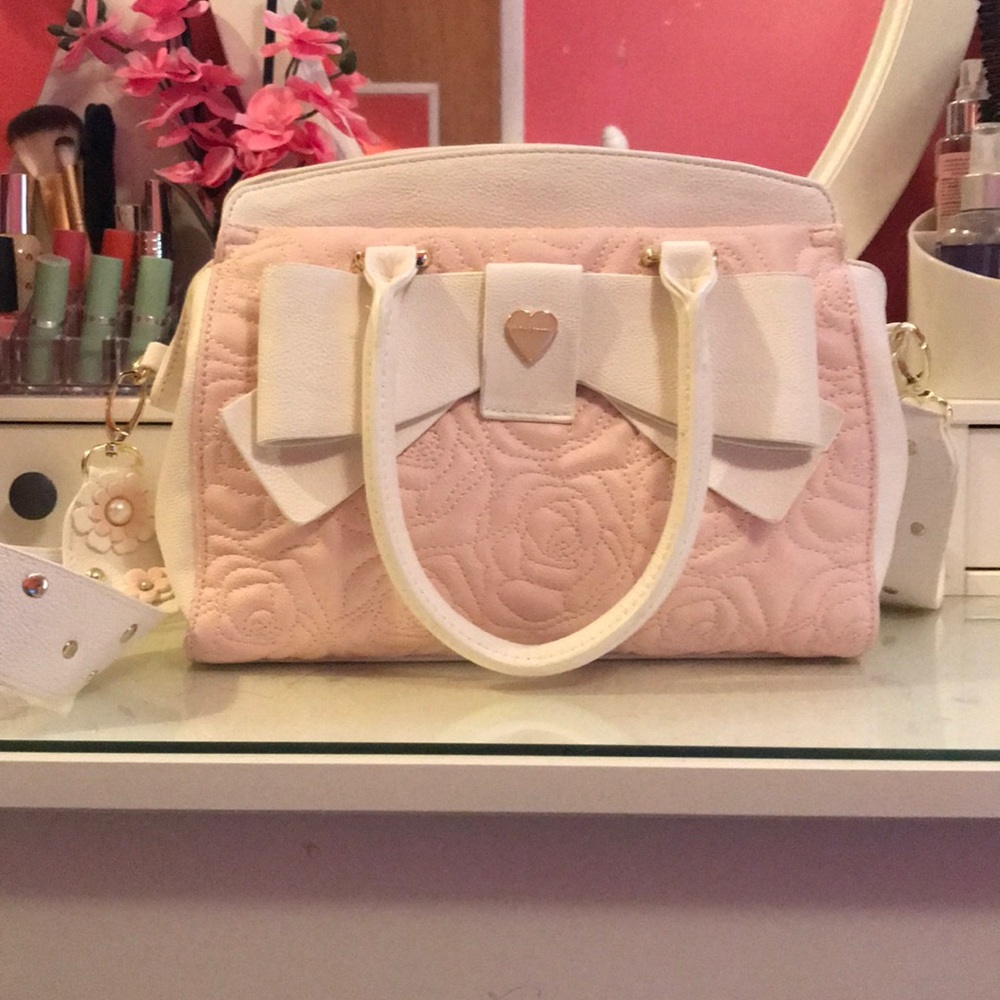 Betsey Johnson Pink & White Purse